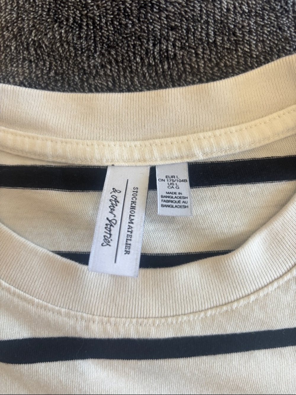 & Other Stories 100% Cotton Striped Long Sleeve Top with Bell Sleeves - Picture 10 of 10